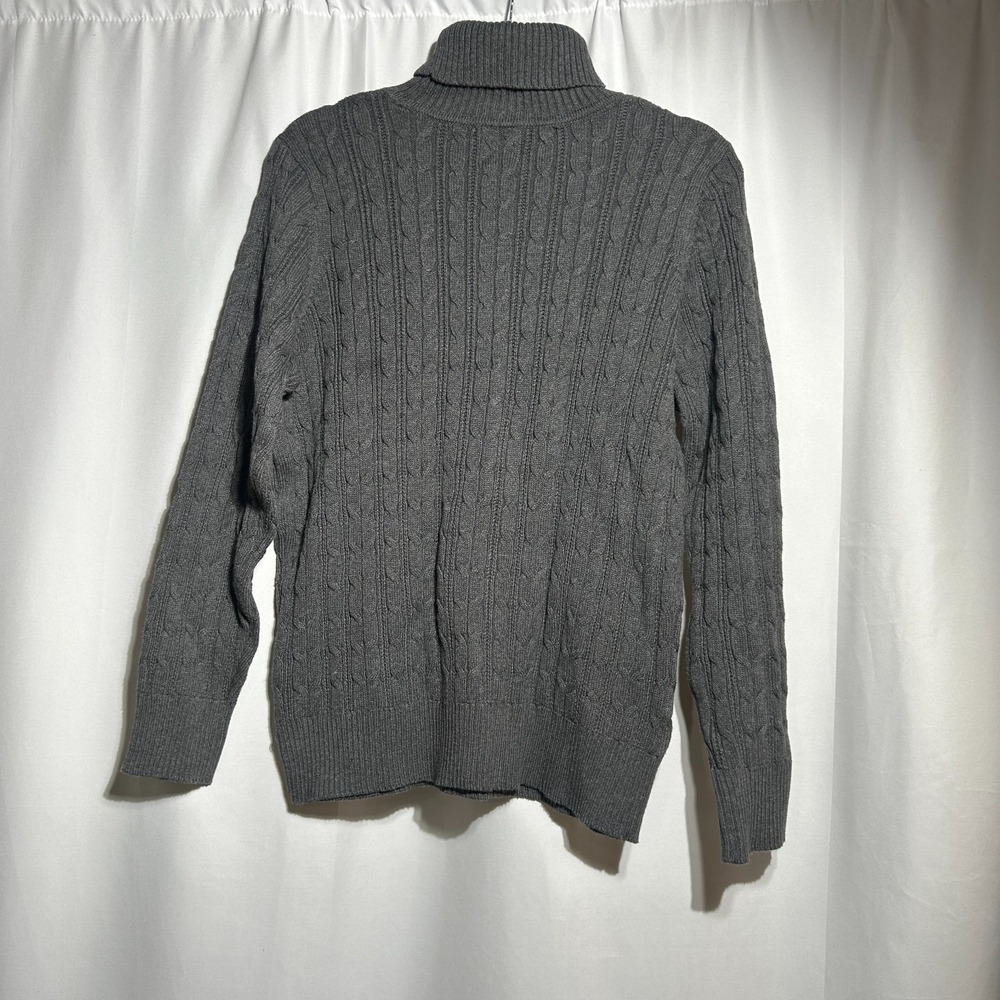 St Johns Bay Women's Cable Knit Turtleneck Sweater Sz XL Gray Fisherman Coastal - Picture 2 of 9